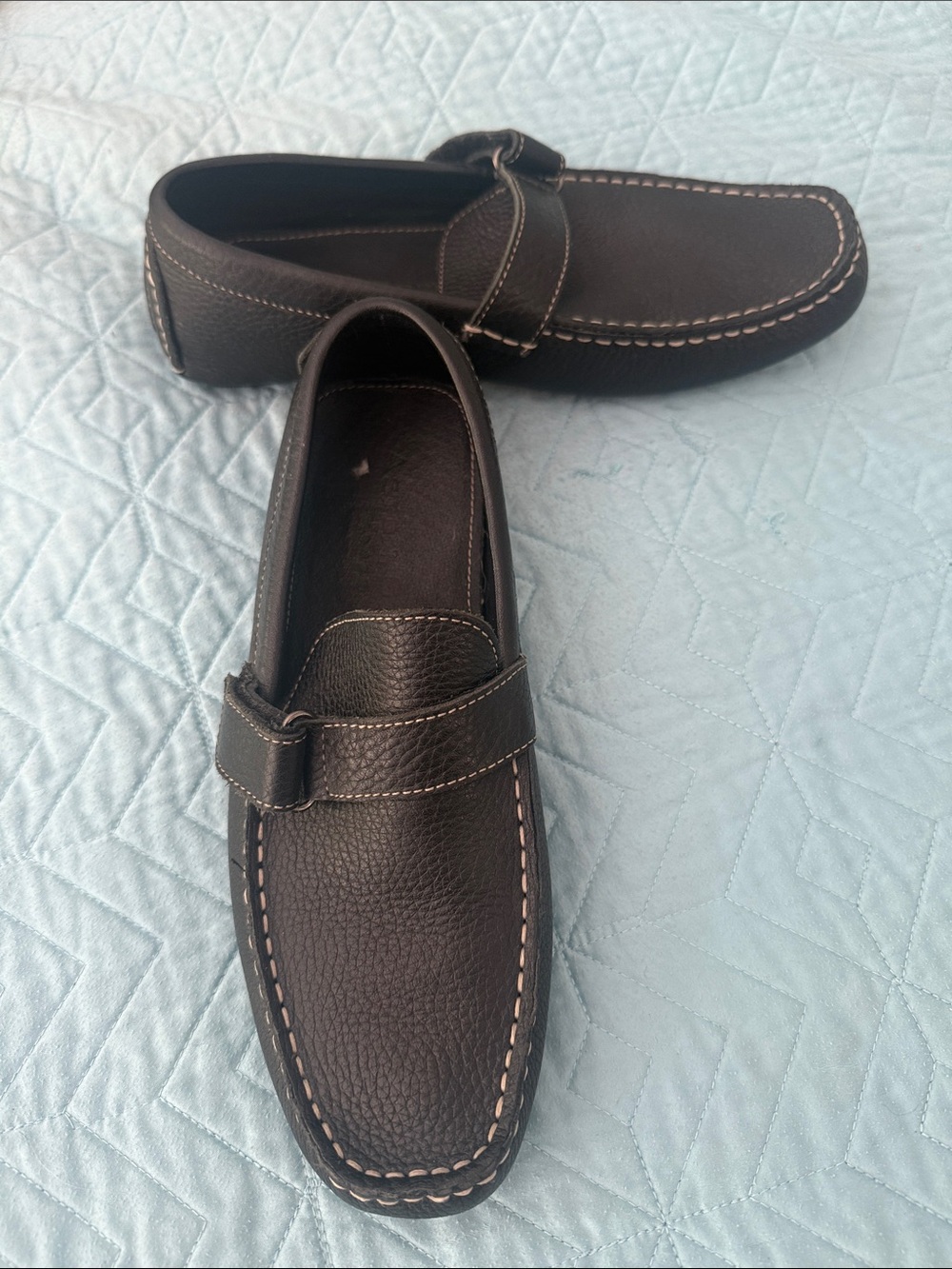 Aston Grey Men's Black Gen Leather Slip-On Loafers sz 8 narrow orig $150